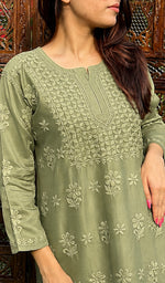 Load image into Gallery viewer, Hania Women's Lakhnavi Handcrafted Chanderi Silk Chikankari Top - HONC0383281