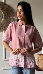Load image into Gallery viewer, Arushi Women's Lakhnavi Handcrafted Cotton Chikankari Shirt - HONC0350025