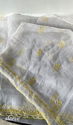 Load image into Gallery viewer, Women's Lakhnavi Handcrafted Pure Organza Chikankari Unstitched Kurta And Dupatta Set- HONC0316459