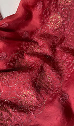 将图像加载到图库查看器中, Women's Lakhnavi Handcrafted Pure Organza Chikankari Unstitched Kurta And Dupatta Set- HONC02261147