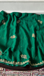 Load image into Gallery viewer, Women's Lakhnavi Handcrafted Pure Silk Georgette Chikankari Kurta And Dupatta Set - HONC0346863