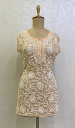 Load image into Gallery viewer, Women's Lucknowi Handcrafted Faux-Georgette Chikankari Top- HONC0140438