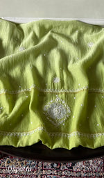 Load image into Gallery viewer, Women's Lakhnavi Handcrafted Mul Chanderi Unstitched Kurta And Dupatta Set - HONC0353062