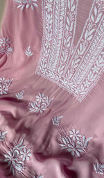将图像加载到图库查看器中, Simran Women's Lakhnavi Handcrafted Modal Cotton Chikankari Unstitched Kurti Fabric - HONC0261077