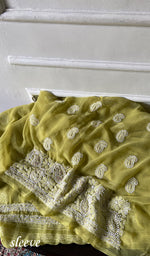 Load image into Gallery viewer, Women's Lakhnavi Handcrafted Unstitched Faux-Georgette Chikankari Suit Material - HONC0318463