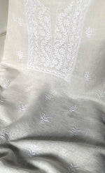 将图像加载到图库查看器中, Women's Lakhnavi Handcrafted Cotton Chikankari Unstitched Kurti Fabric - HONC0324597