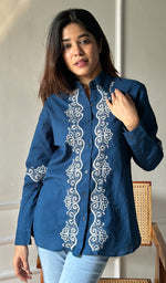 Load image into Gallery viewer, Women's Lucknowi Handcrafted Slub Cotton Chikankari Top - HONC0299058
