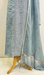 Load image into Gallery viewer, Women's Lakhnavi Handcrafted Chanderi Silk Chikankari Kurta Dupatta Set - HONC0135400