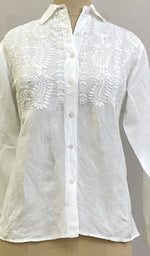 Load image into Gallery viewer, Nadia Women's Lakhnavi Handcrafted Linen Cotton Chikankari Top - HONC0220900