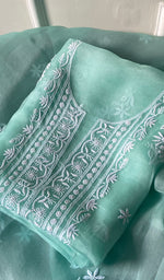 Load image into Gallery viewer, Kiara Women's Lakhnavi Handcrafted Pure Organza Chikankari Unstitched Kurta And Dupatta Set - HONC0225982
