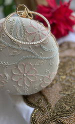 Load image into Gallery viewer, Elegant Floral Chikankari Handle Clutch - HONC0263117