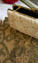 Load image into Gallery viewer, White Chikankari Embroidered Clutch - HONC0313603