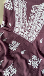 将图像加载到图库查看器中, Simran Women's Lakhnavi Handcrafted Modal Cotton Chikankari Unstitched Kurti Fabric - HONC0261067