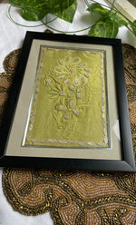 Load image into Gallery viewer, Hand-Embroidered Chikankari Art Frame – Olive Green Elegance - HONC0310992