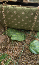 Load image into Gallery viewer, Green Chikankari Embroidered Clutch - HONC02313585