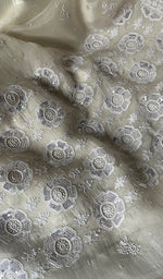 Load image into Gallery viewer, Women's Lakhnavi Handcrafted Pure Organza Chikankari Unstitched Kurta And Dupatta Set- HONC0260423