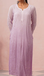 将图像加载到图库查看器中, Yusra Women's Lakhnavi Handcrafted Viscose Georgette Chikankari Kurti- HONC0381114