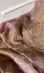 Load image into Gallery viewer, Women's Lakhnavi Handcrafted Pure Organza Chikankari Unstitched Kurta And Dupatta Set- HONC0318670