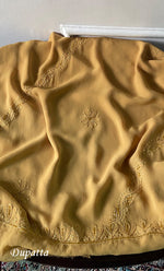 将图像加载到图库查看器中, Women's Lakhnavi Handcrafted Viscose Georgette Unstitched Chikankari Full Suit Material - HONC0325146