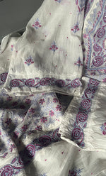 Load image into Gallery viewer, Aaliyah Women's Lakhnavi Handcrafted Mul Chanderi Semi - Stitched Kurta And Dupatta Set - HONC0239039