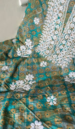 Load image into Gallery viewer, Women's Lakhnavi Handcrafted Cotton Chikankari Unstitched Kurti Fabric - HONC0284380