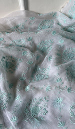 将图像加载到图库查看器中, Women's Lakhnavi Handcrafted Pure Organza Chikankari Unstitched Kurta And Dupatta Set- HONC0271904