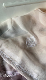 Load image into Gallery viewer, Women's Lakhnavi Handcrafted Pure Organza Chikankari Unstitched Kurta And Dupatta Set- HONC0346142