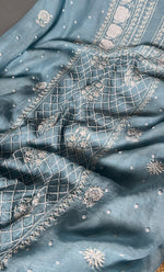 Load image into Gallery viewer, Women's Lakhnavi Handcrafted Mul Chanderi Unstitched Kurta And Dupatta Set - HONC0307416