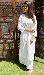 将图像加载到图库查看器中, Women's Lucknowi Handcrafted Modal Cotton Chikankari Kurti - HONC0283435