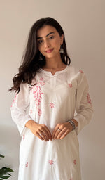 Load image into Gallery viewer, Women's Lucknowi Handcrafted Cotton Chikankari Kurti - HONC03376757