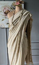 Load image into Gallery viewer, Women's Lakhnavi Handcrafted Pure Silk Georgette Chikankari - HONC0288394