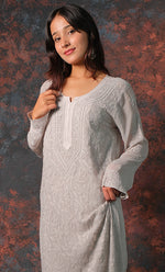 Load image into Gallery viewer, Fareeha Women's Lakhnavi Handcrafted Viscose Georgette Chikankari Kurti - HONC0318839
