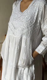 将图像加载到图库查看器中, Women's Lucknowi Handcrafted Muslin Dress - HONC0297132