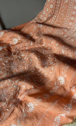 将图像加载到图库查看器中, Women's Lakhnavi Handcrafted Munga Silk Chikankari Semi - Stitched Kurta And Dupatta Set- HONC0268496