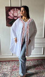 Load image into Gallery viewer, Women's Lucknowi Handcrafted Cotton Chikankari Kaftan - HONC0352349