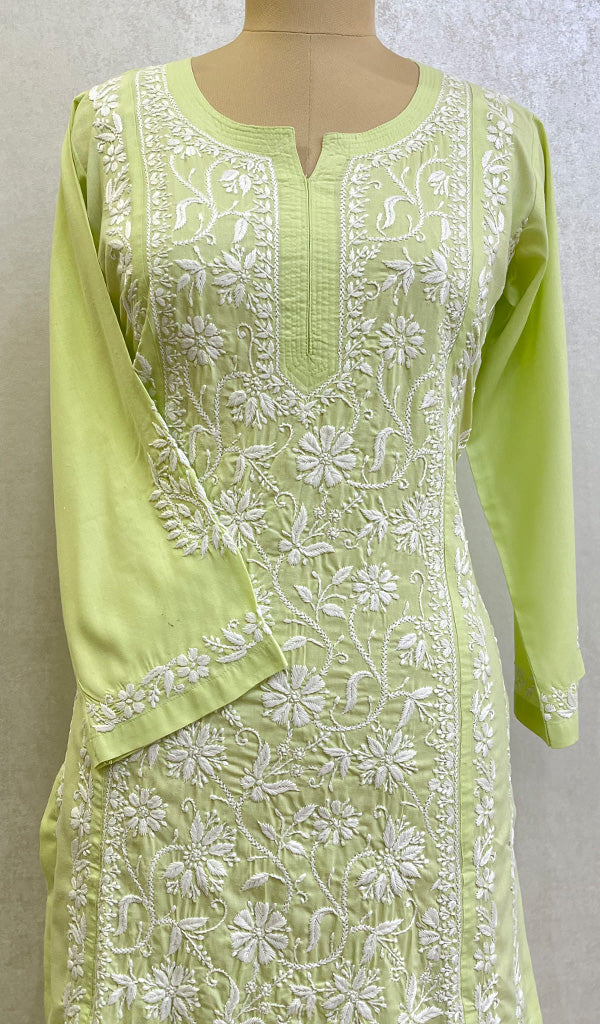 Women's Lucknowi Handcrafted Kota Cotton Chikankari Unstitched Kurta And Dupatta Set - HONC0336030