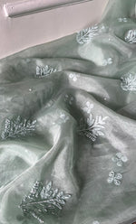 将图像加载到图库查看器中, Women's Lakhnavi Handcrafted Organza Chikankari Unstitched Full Suit Material - HONC0287040
