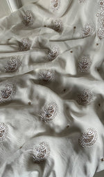 将图像加载到图库查看器中, Women's Lakhnavi Handcrafted Pure Silk Georgette Chikankari Kurta And Dupatta Set- HONC0249937