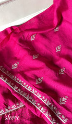 Load image into Gallery viewer, Women's Lakhnavi Handcrafted Munga Silk Chikankari Kurta And Dupatta Set- HONC0275144