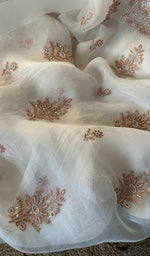 将图像加载到图库查看器中, Women's Lakhnavi Handcrafted Pure Organza Chikankari Unstitched Kurta And Dupatta Set- HONC0278114
