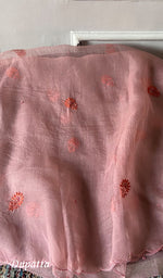 将图像加载到图库查看器中, Women's Lakhnavi Handcrafted Pure Organza Chikankari Unstitched Kurta And Dupatta Set- HONC0333539