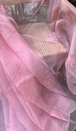 将图像加载到图库查看器中, Women's Lucknowi Handcrafted Pure Organza Silk Chikankari SAREE - HONC0267030
