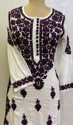 Load image into Gallery viewer, Women's Lucknowi Handcrafted Mul Cotton Chikankari Kurti- HONC0151125