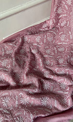 将图像加载到图库查看器中, Women's Lakhnavi Handcrafted Unstitched Munga Silk Chikankari Kurta And Dupatta Set- HONC0278051