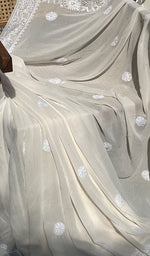 Load image into Gallery viewer, Women's Lakhnavi Handcrafted Pure Silk Georgette Chikankari Saree - HONC0274174