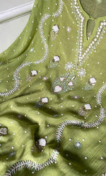 Load image into Gallery viewer, Rabia Women's Lucknowi Handcrafted Mul chanderi Chikankari Kaftan - HONC0311996