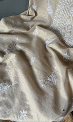 将图像加载到图库查看器中, Women's Lakhnavi Handcrafted Tissue Chanderi Unstitched Kurta And Dupatta Set - HONC0267164