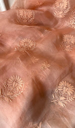 将图像加载到图库查看器中, Women's Lakhnavi Handcrafted Pure Organza Chikankari Unstitched Kurta And Dupatta Set- HONC0266188