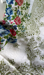 将图像加载到图库查看器中, Women's Lakhnavi Handcrafted Cotton Chikankari Unstitched Kurti Fabric - HONC0284330