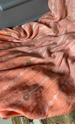 Load image into Gallery viewer, Izna Women's Lakhnavi Handcrafted Mul Chanderi Semi - Stitched Anarkali And Dupatta Set - HONC0302889